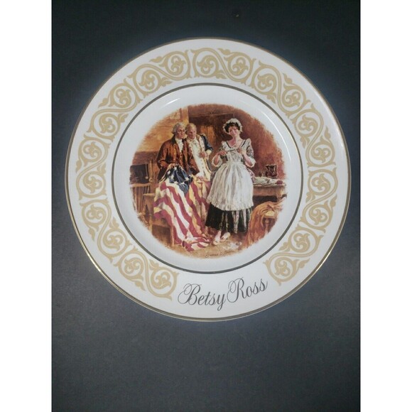 Betsy Ross Avon Enoch Wedgewood Collector Plate 1973 Congress Stars and Stripes - Picture 11 of 12